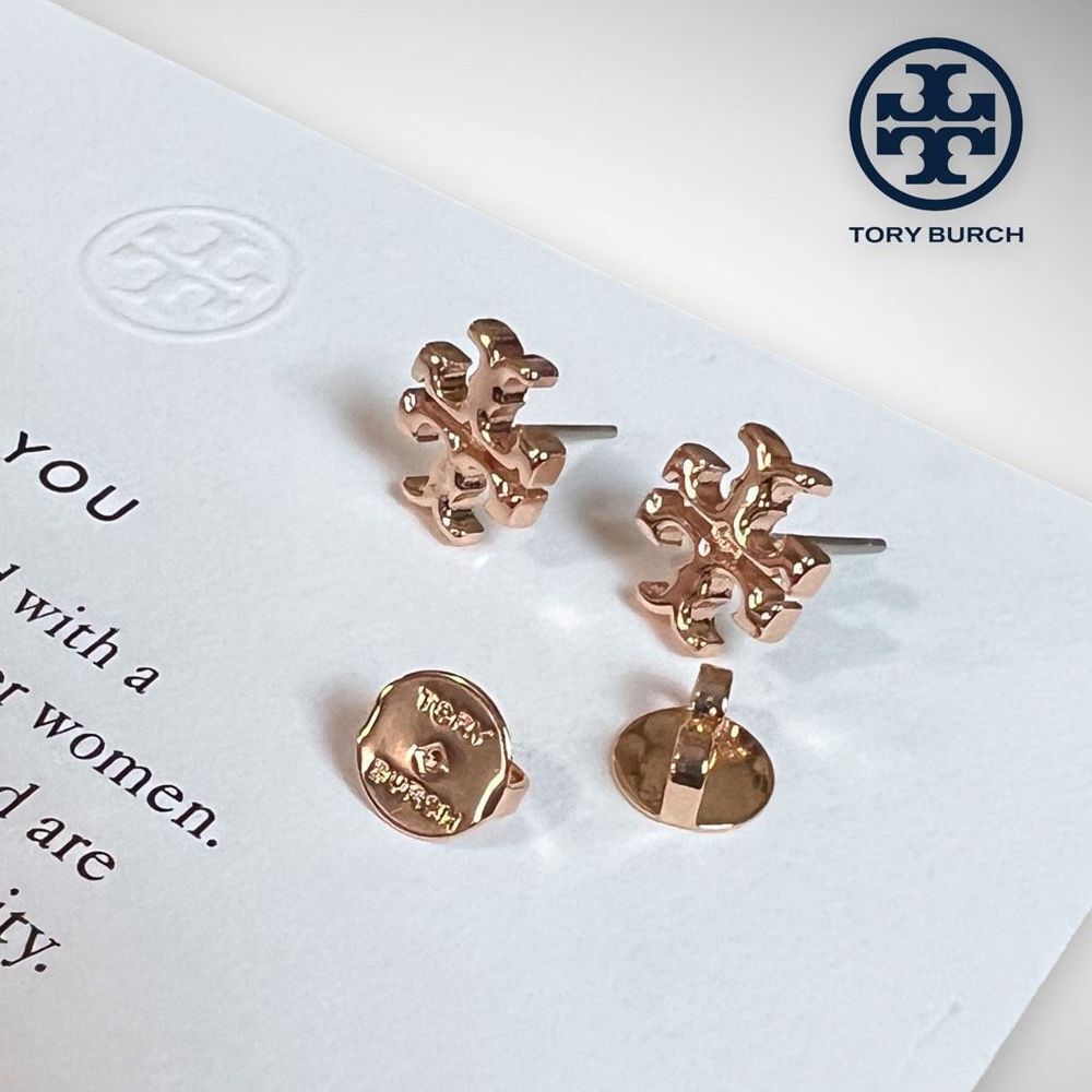 New Tory Burch 18k Kira Rose Gold Studs $78 - Picture 8 of 12